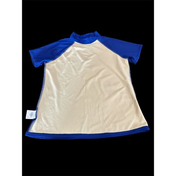 Lands End Rash Guard Swim Shirt Blue Girls XL16 Rainbow Heart Pride Short Sleeve - Picture 4 of 6